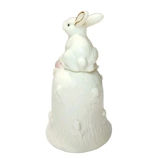 Hallmark Vintage Ceramic Bunny Rabbit Bell Figurine Coquette Feminin Collectible - Picture 5 of 10